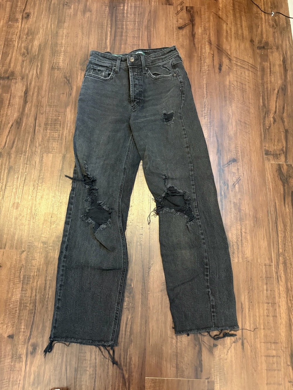wild fable Black Distressed Straight Leg Jeans